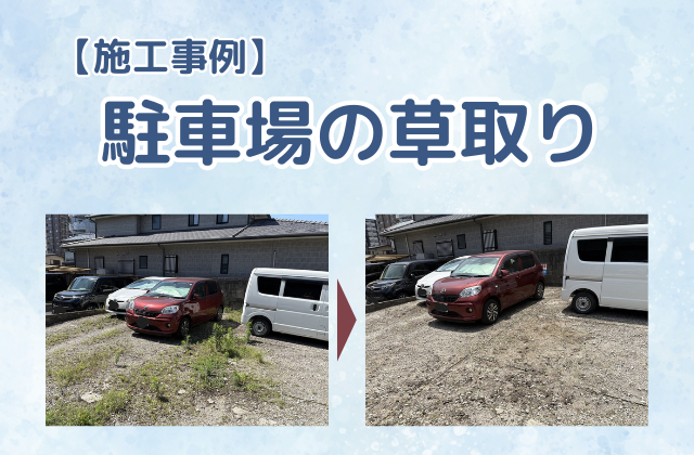 駐車場の草取り（手作業＋除草剤）