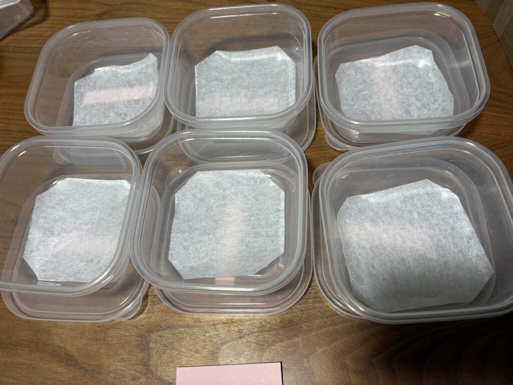 約10cm角のキッチンペーパーに薬液を塗布したもの